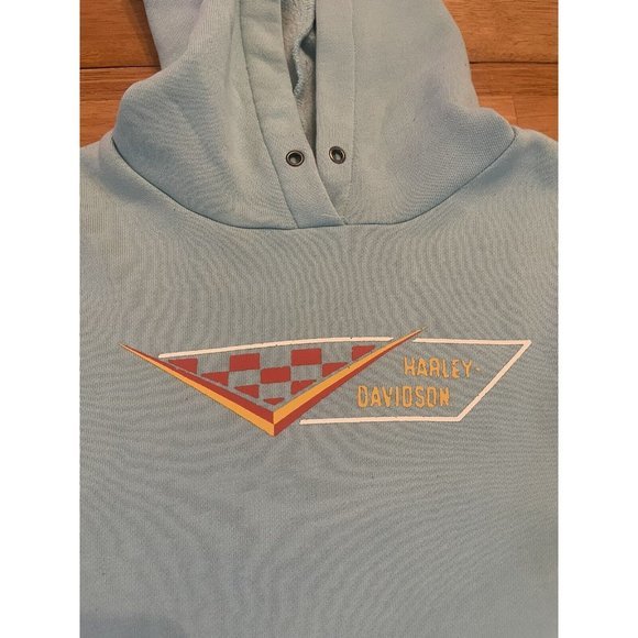 Harley-Davidson Women's M‎ Blue Pullover Hoodie hooded sweatshirt Missing String - Picture 5 of 9